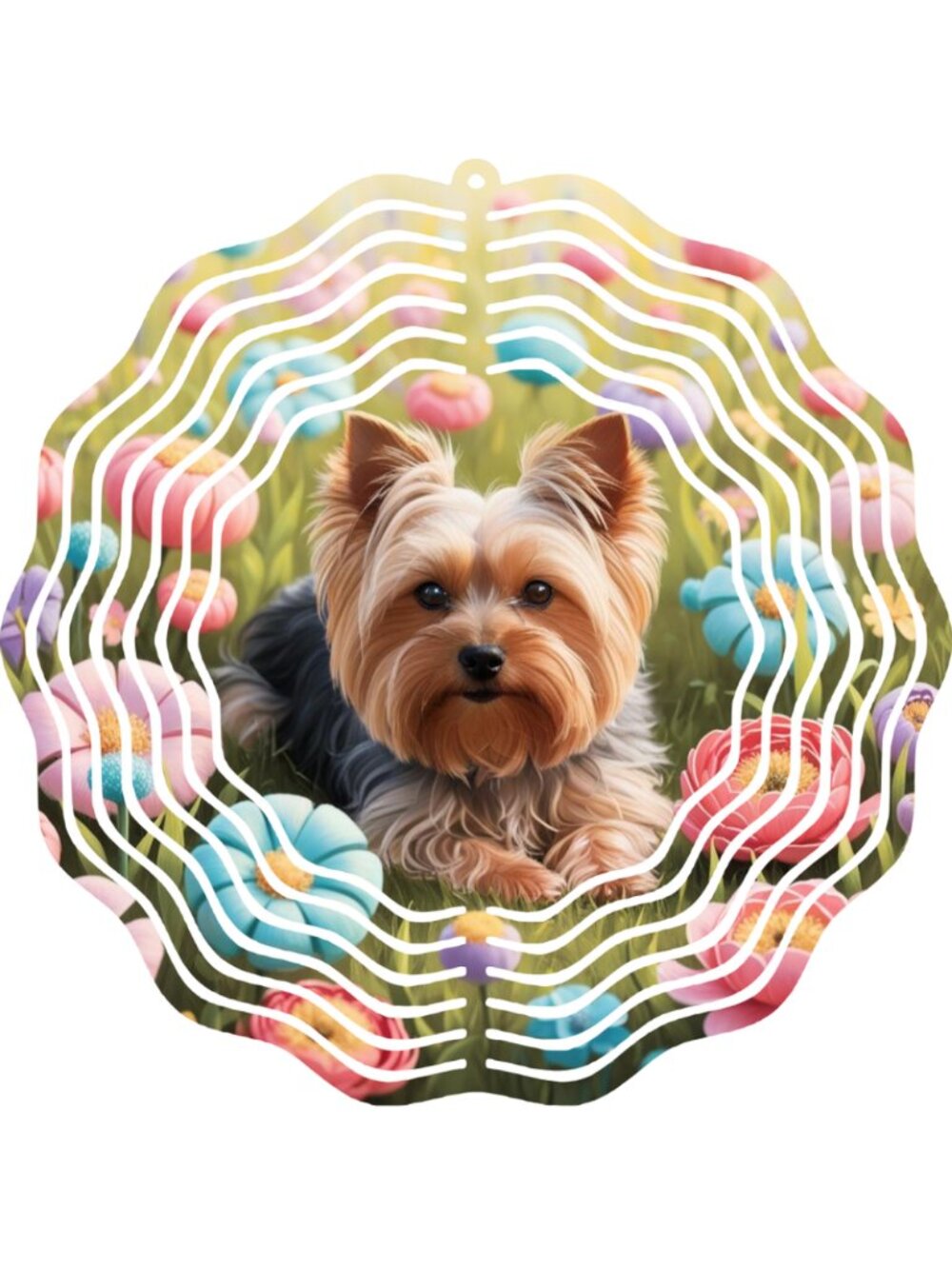 Yorkshire Terrier Wind Spinner 10" Metal Kinetic Garden Decor 3D Whirligig Art